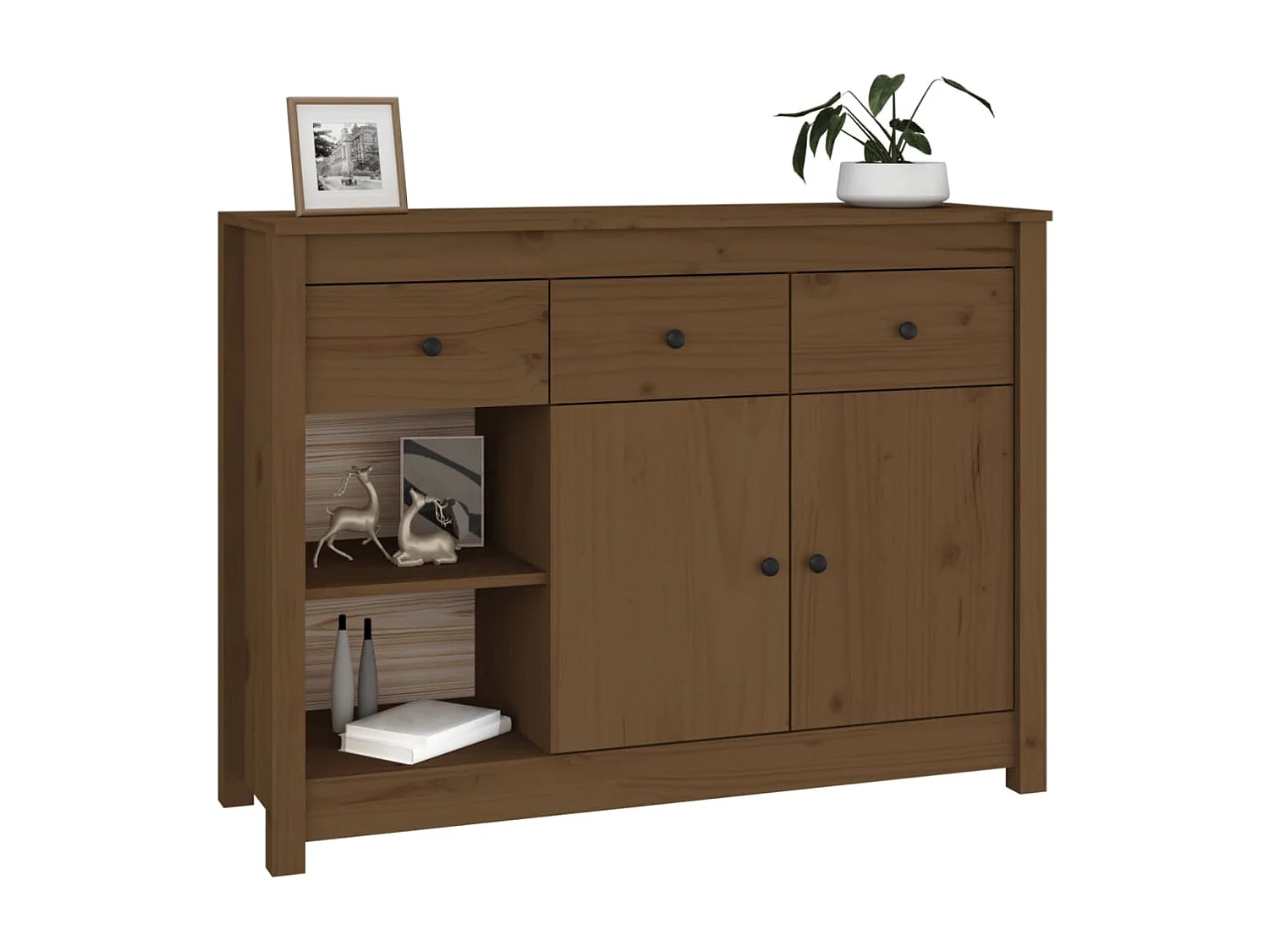 Buffet Marron miel 100x35x74 cm Bois massif de pin