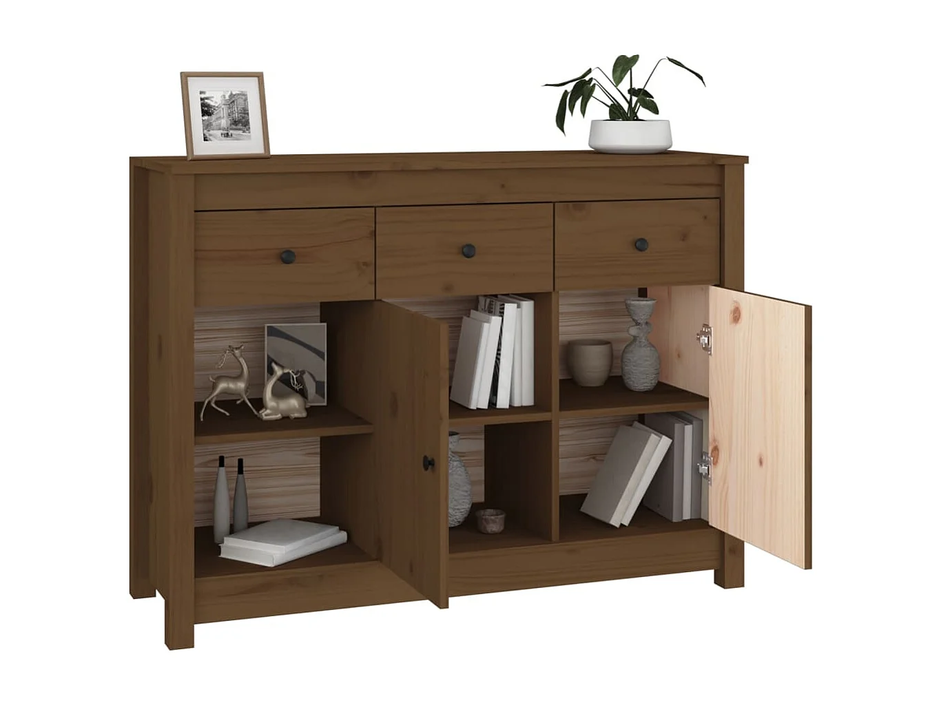 Buffet Marron miel 100x35x74 cm Bois massif de pin