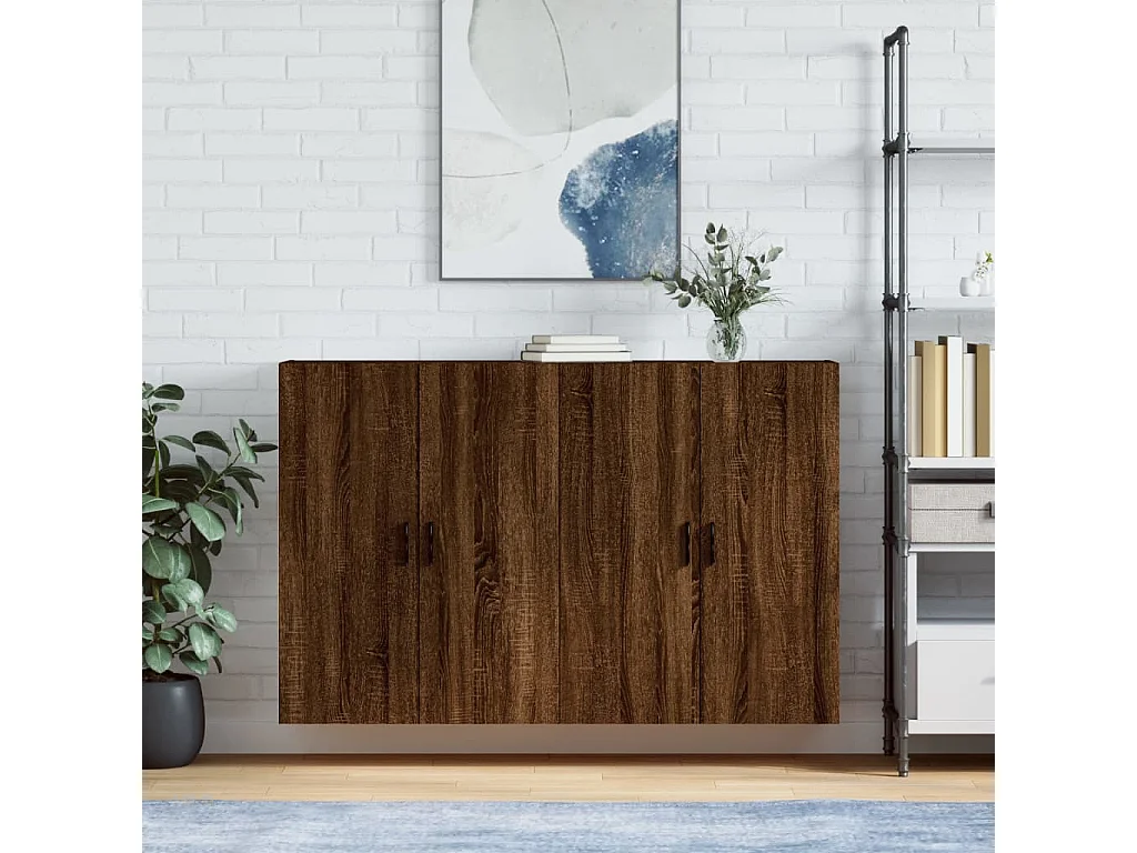 Pensili 2 pezzi, rovere marrone, 69,5x34x90 cm