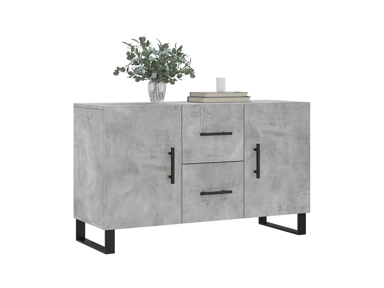 Buffet gris béton 100x36x60 cm bois d'ingénierie