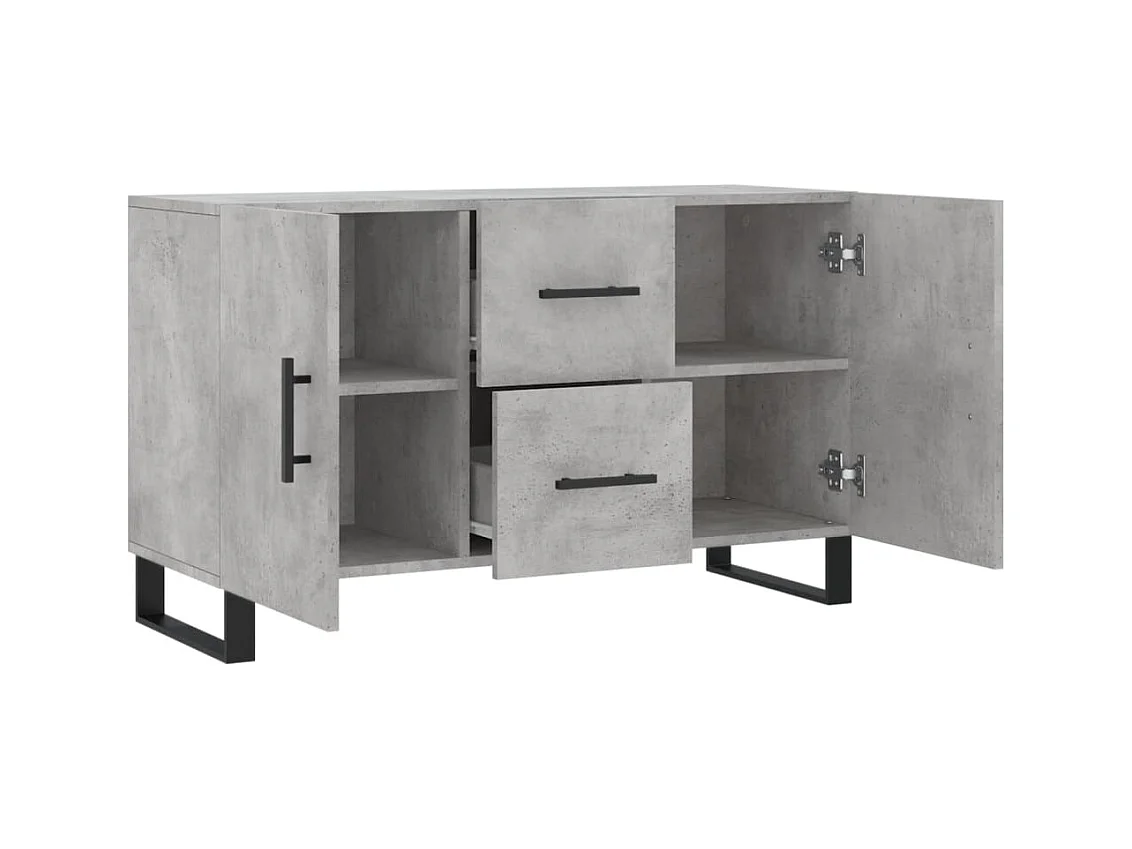 Buffet gris béton 100x36x60 cm bois d'ingénierie