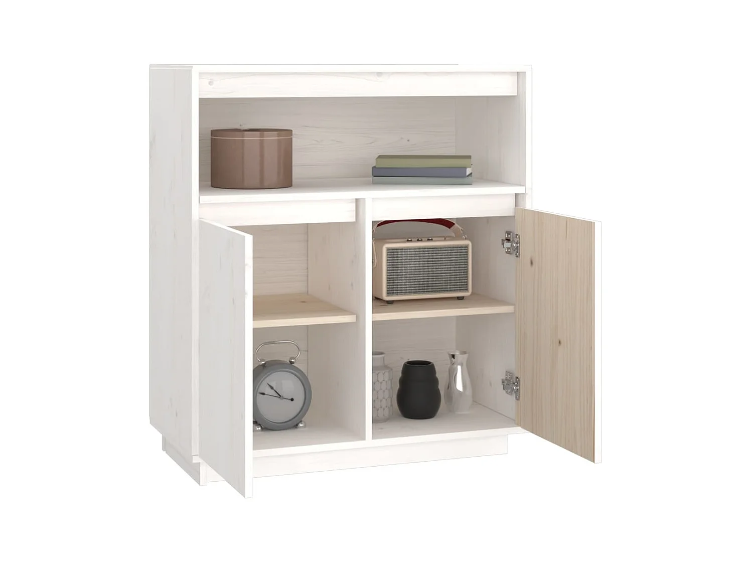 Buffet Blanc 70x34x80 cm Bois massif de pin