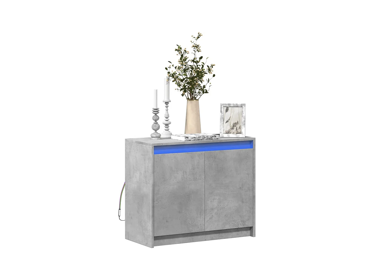 Buffet avec LED gris béton 72x34x61 cm bois d'ingénierie