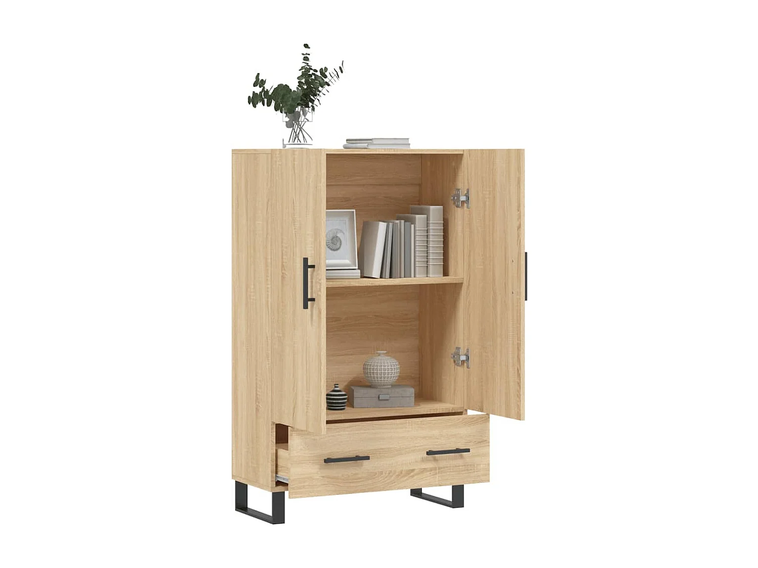 Buffet haut chêne sonoma 69,5x31x115 cm bois d'ingénierie