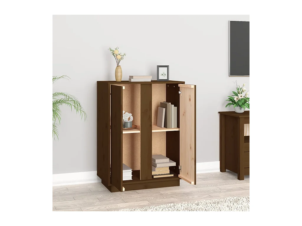 Aparador Marrón Miel 60x35x80 cm Madera Maciza de Pino