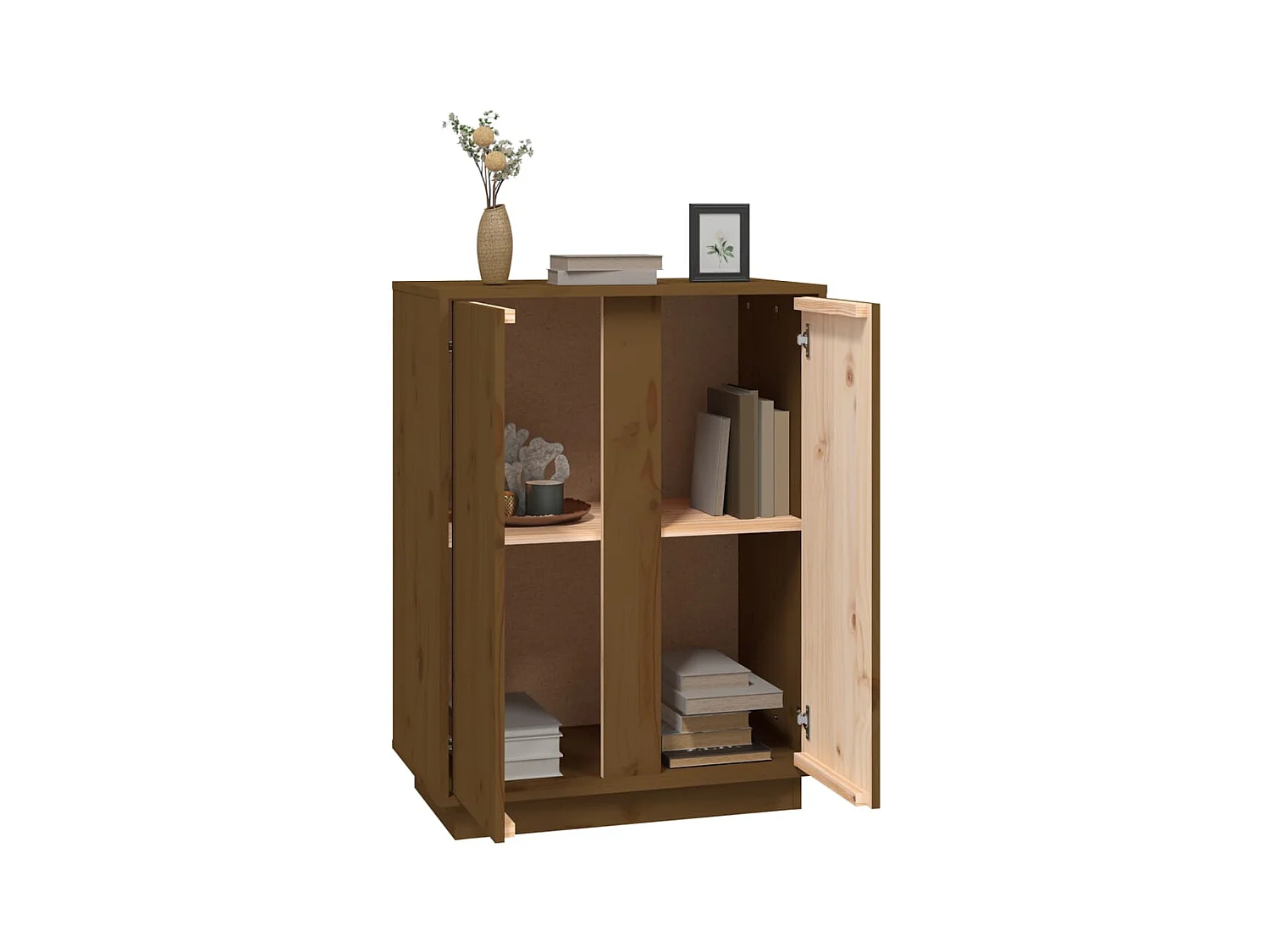 Aparador Marrón Miel 60x35x80 cm Madera Maciza de Pino