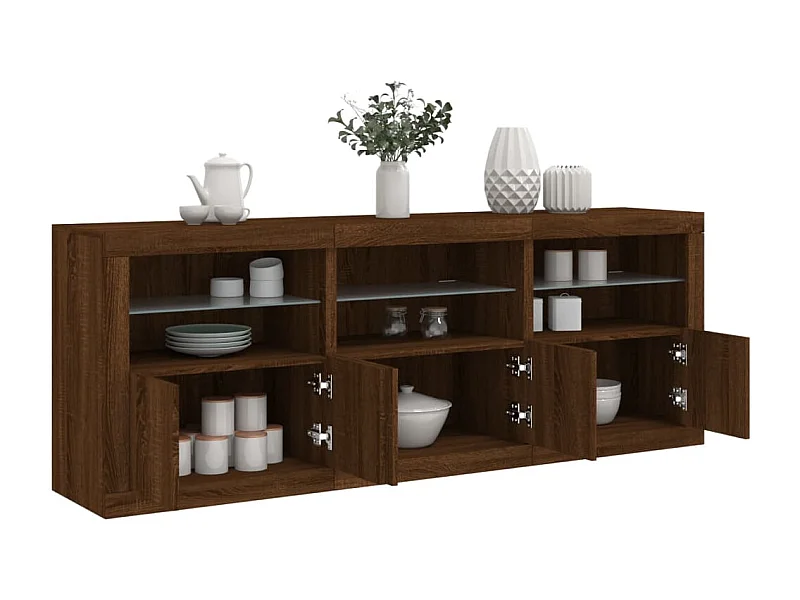 Buffet avec lumières LED chêne marron 181,5x37x67 cm