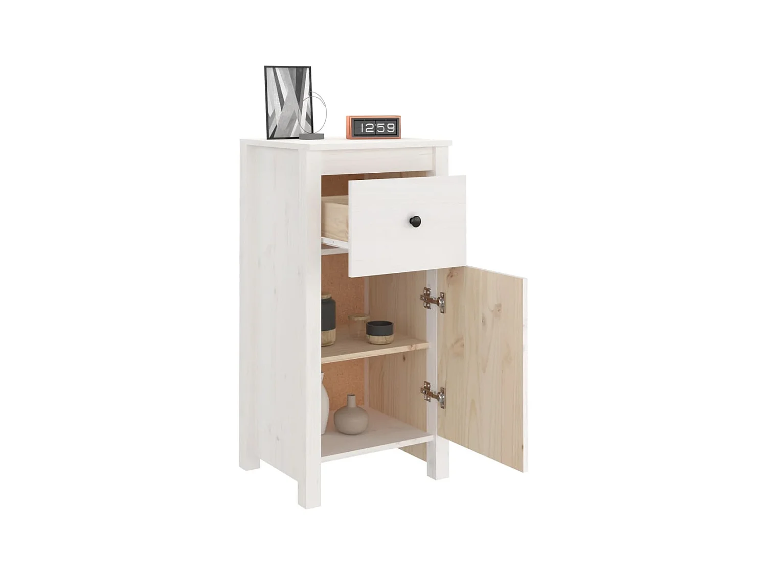 Buffets 2 pcs blanc 40x35x80 cm bois massif de pin