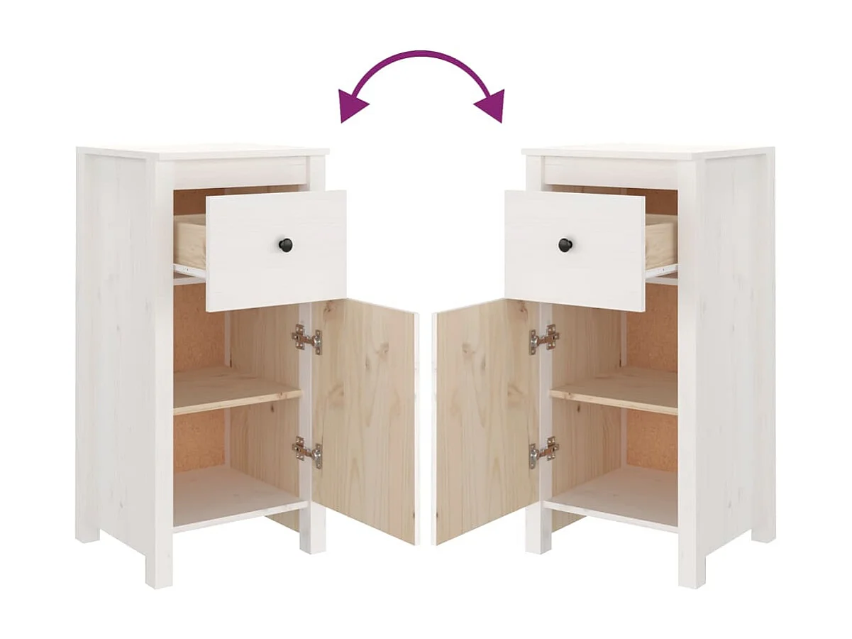 Buffets 2 pcs blanc 40x35x80 cm bois massif de pin