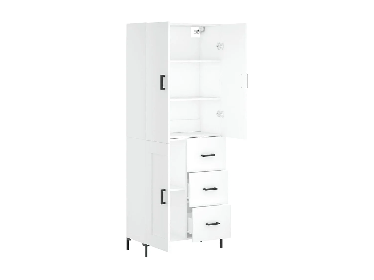 Credenza alta bianca 69,5x34x180 cm Legno ingegnerizzato