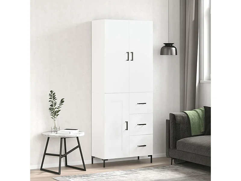 Credenza alta bianca 69,5x34x180 cm Legno ingegnerizzato