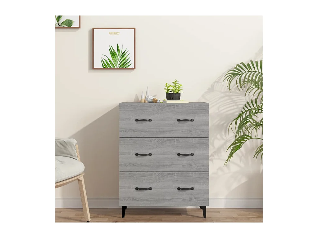 Credenza Sonoma grigia 69,5x34x90 cm in legno ingegnerizzato