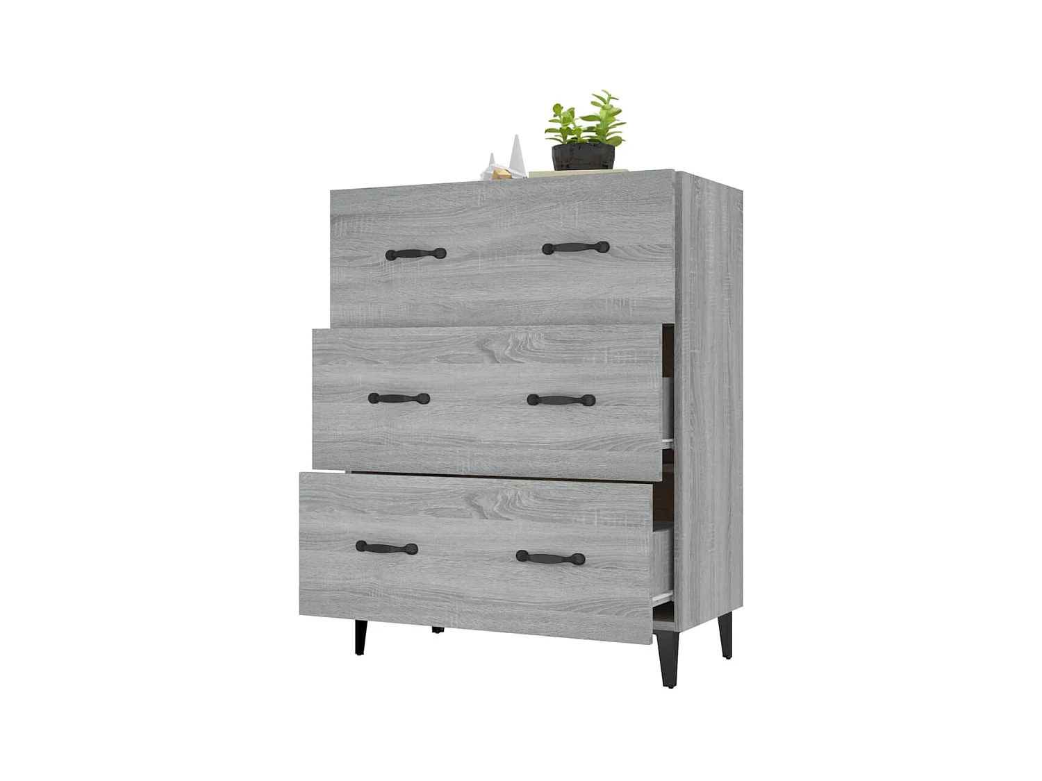 Credenza Sonoma grigia 69,5x34x90 cm in legno ingegnerizzato