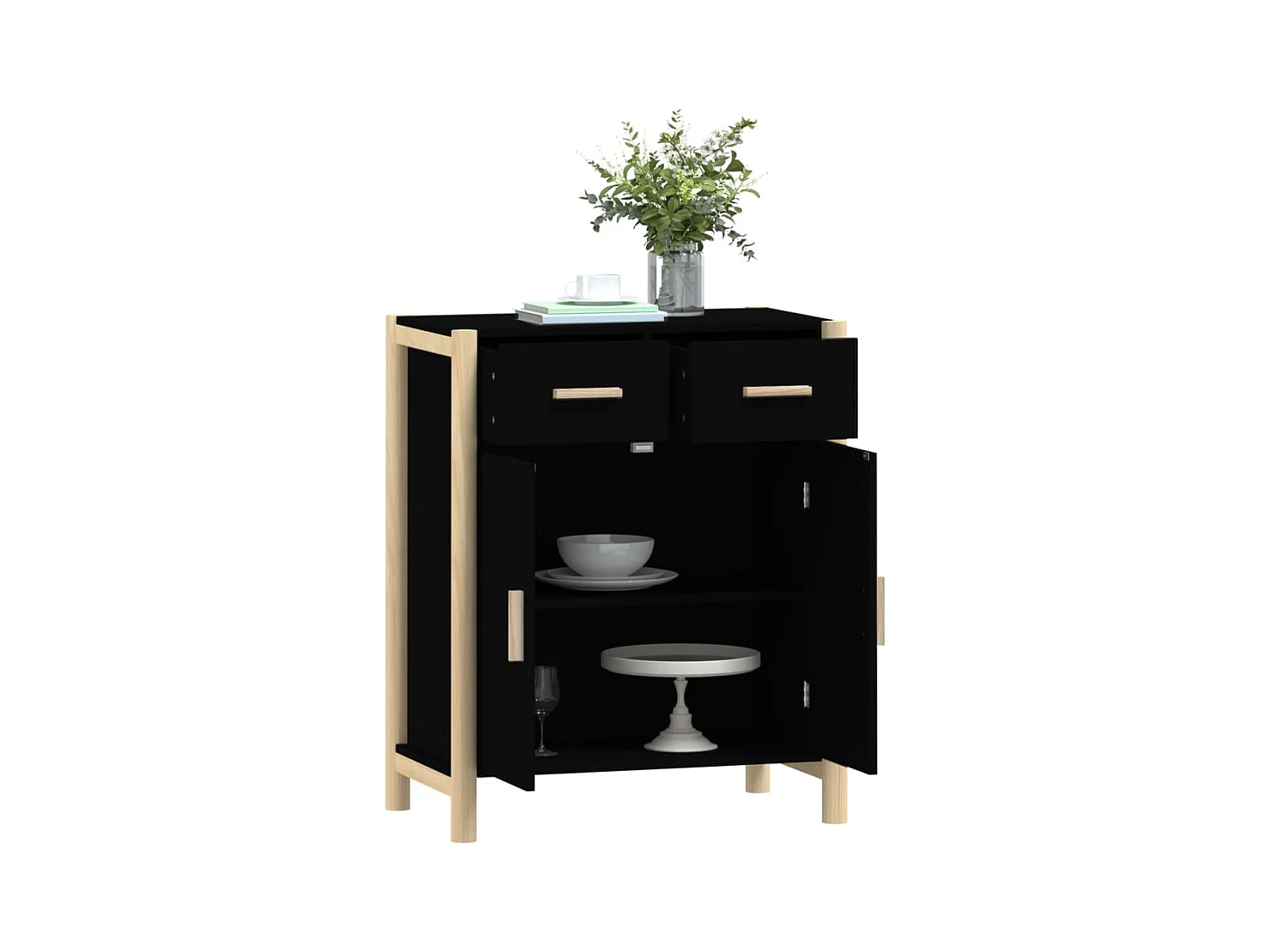 Buffet Noir 62x38x75 cm Bois d'ingénierie