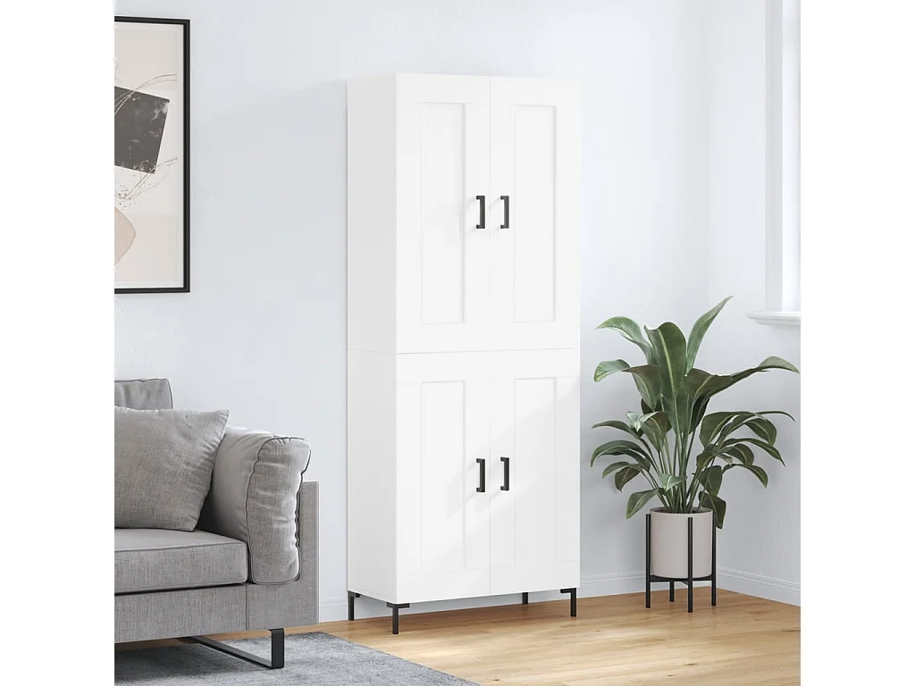 Buffet haut Blanc 69,5x34x180 cm Bois d'ingénierie