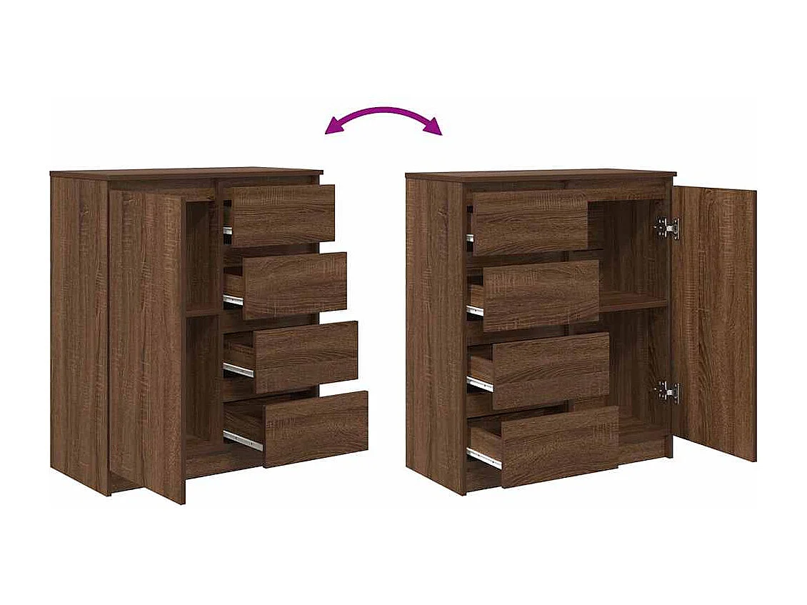 Buffet avec tiroirs chêne brun 71x35x84 cm bois d'ingénierie