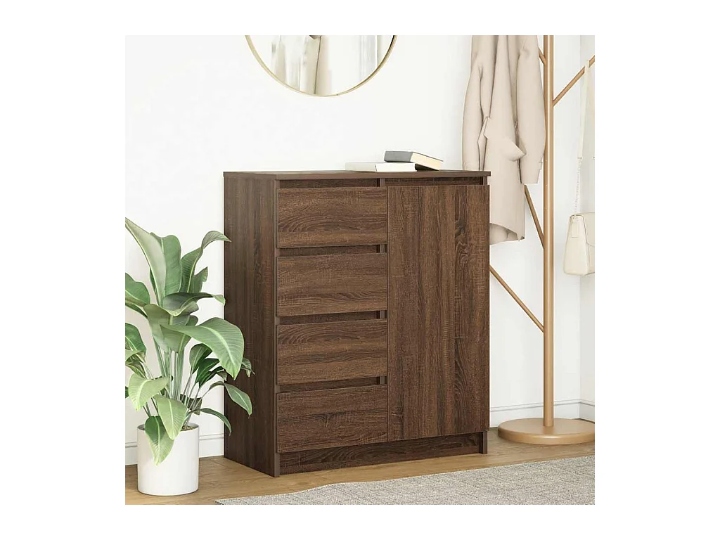 Buffet avec tiroirs chêne brun 71x35x84 cm bois d'ingénierie