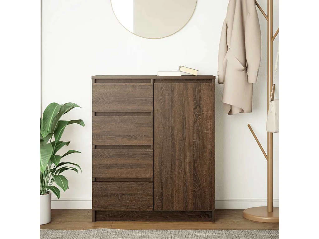 Dressoir met lades bruin eiken 71x35x84 cm bewerkt hout