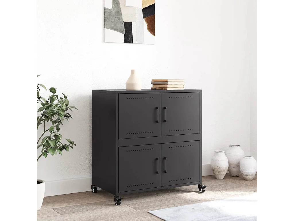 Buffet noir 68x39x72 cm acier