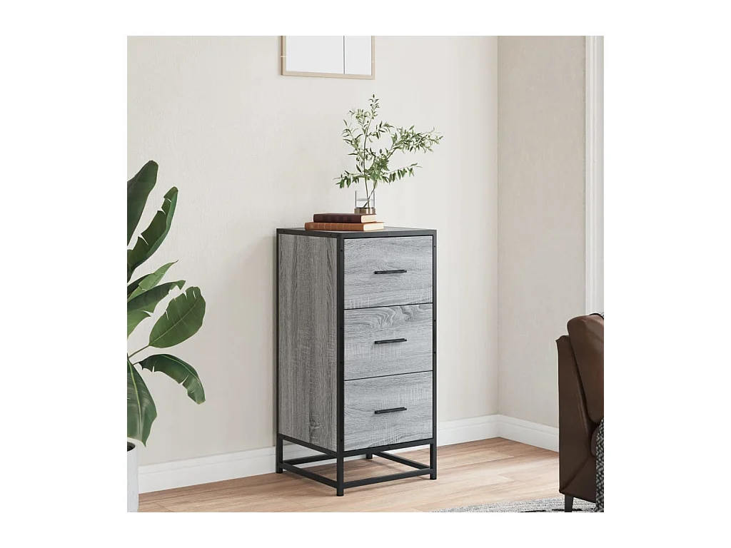 Credenza Sonoma grigia 35,5x35x76 cm in legno ingegnerizzato e metallo