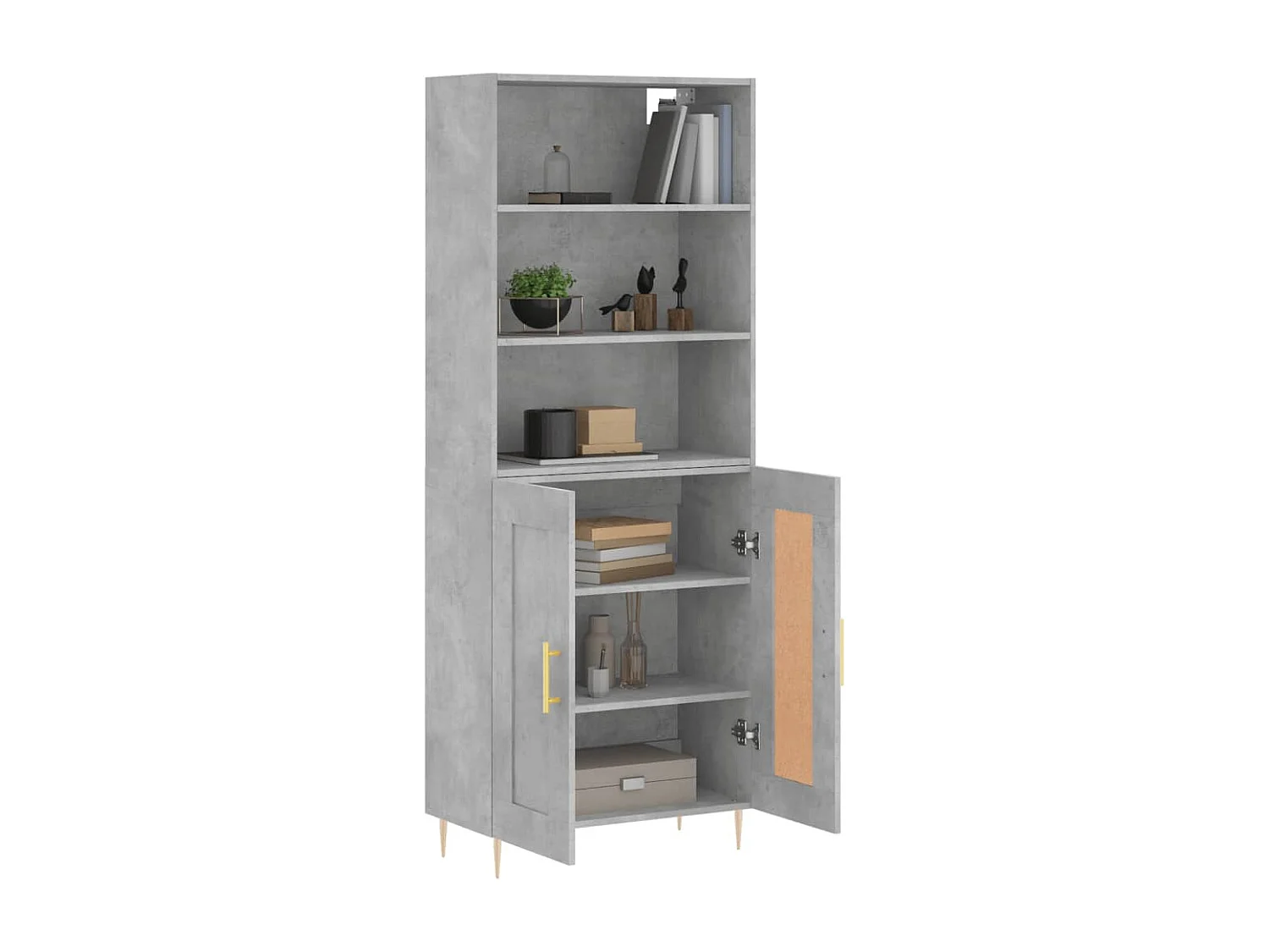Credenza alta Grigio cemento 69,5x34x180 cm Legno ingegnerizzato