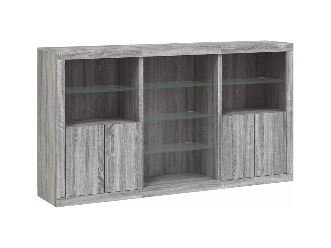 Buffet avec lumières LED sonoma gris 181,5x37x100 cm