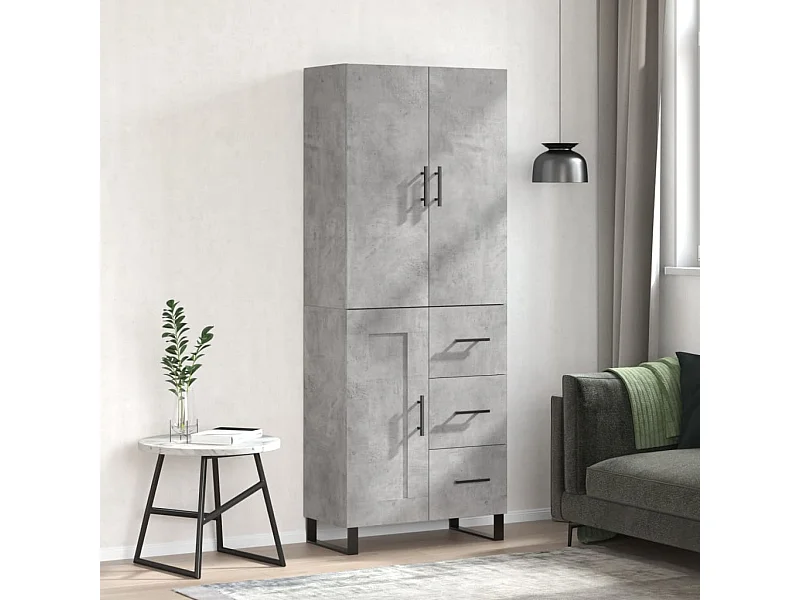 Credenza alta Grigio cemento 69,5x34x180 cm Legno ingegnerizzato