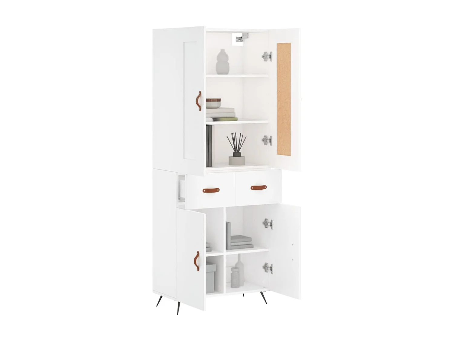 Buffet haut Blanc 69,5x34x180 cm Bois d'ingénierie