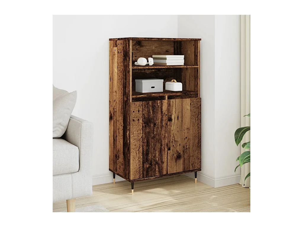 Hoge dressoir oud hout 60x36x110 cm bewerkt hout