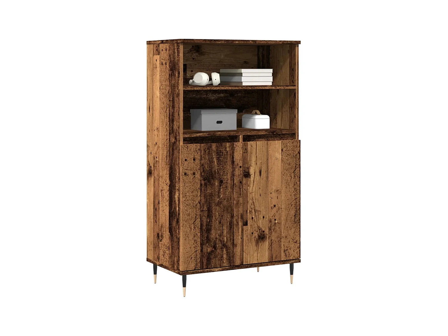 Hoge dressoir oud hout 60x36x110 cm bewerkt hout