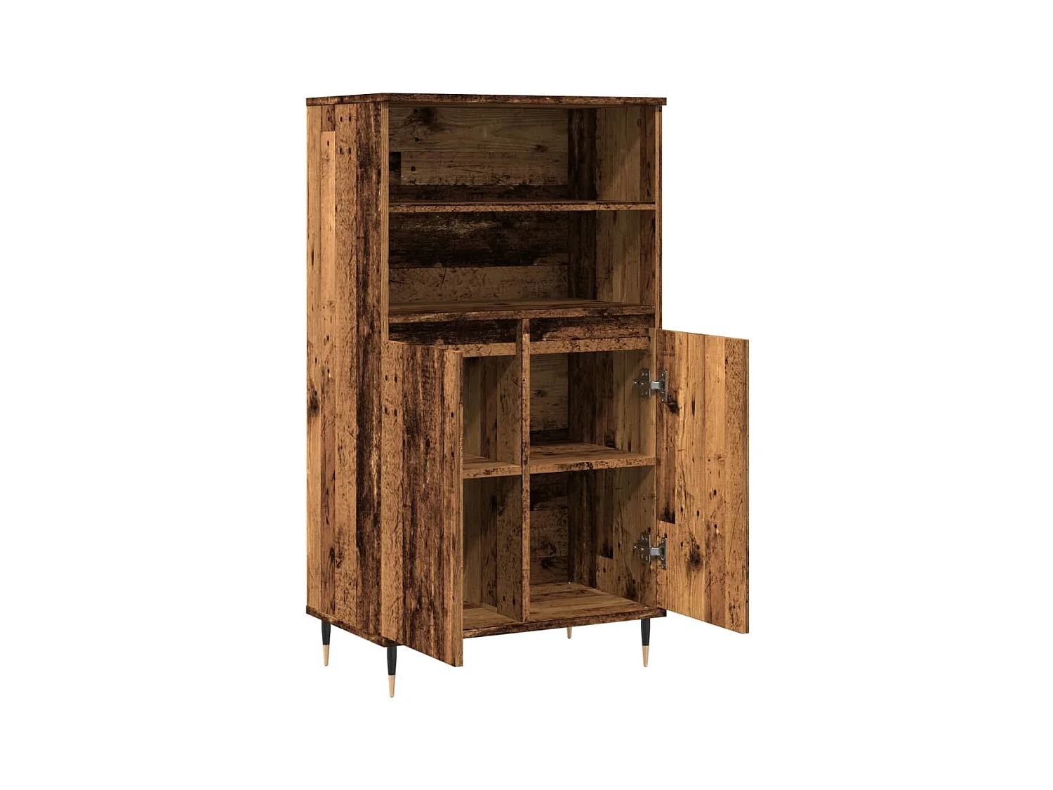 Hoge dressoir oud hout 60x36x110 cm bewerkt hout