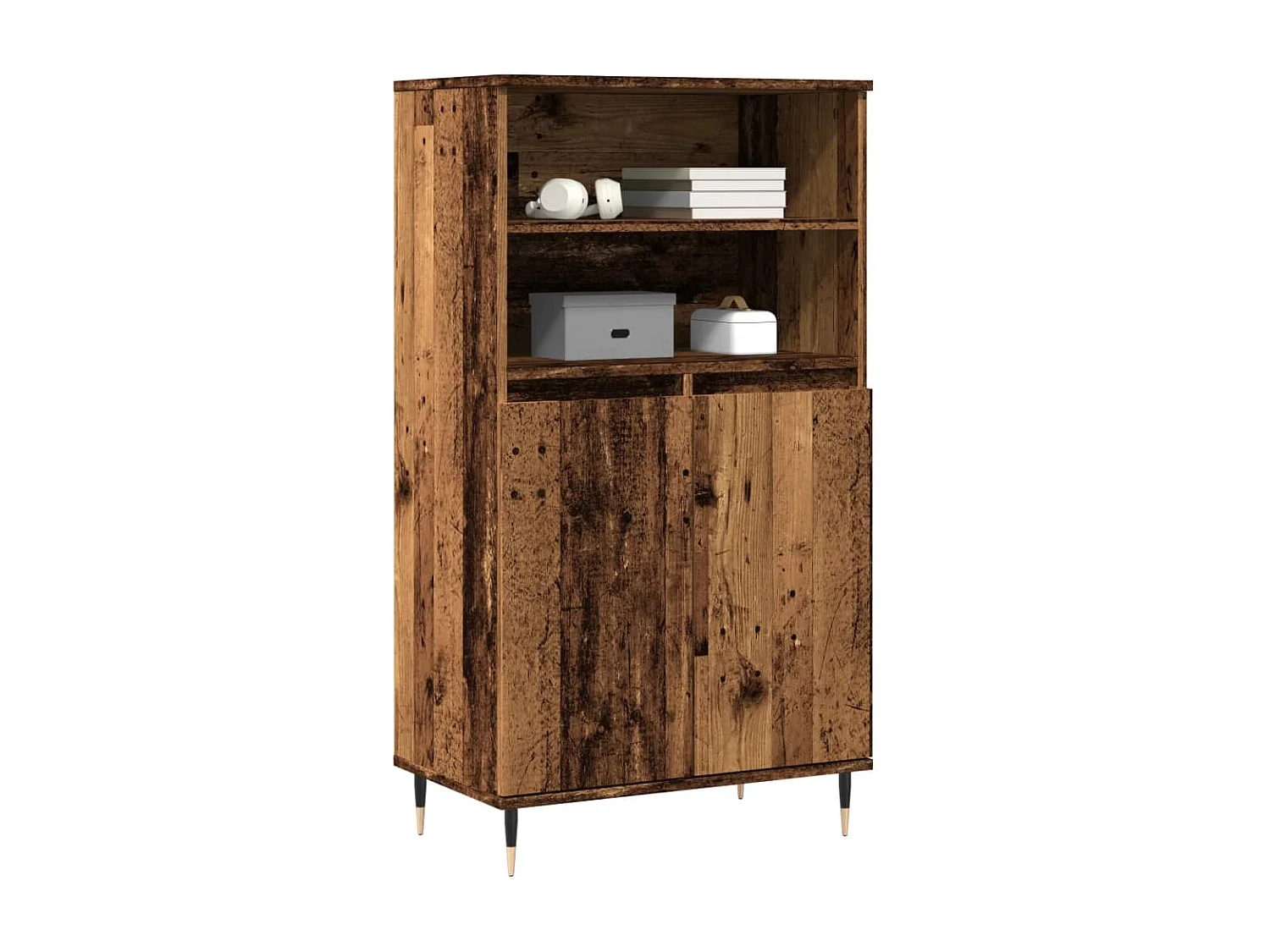 Credenza alta in legno vecchio 60x36x110 cm in legno ingegnerizzato