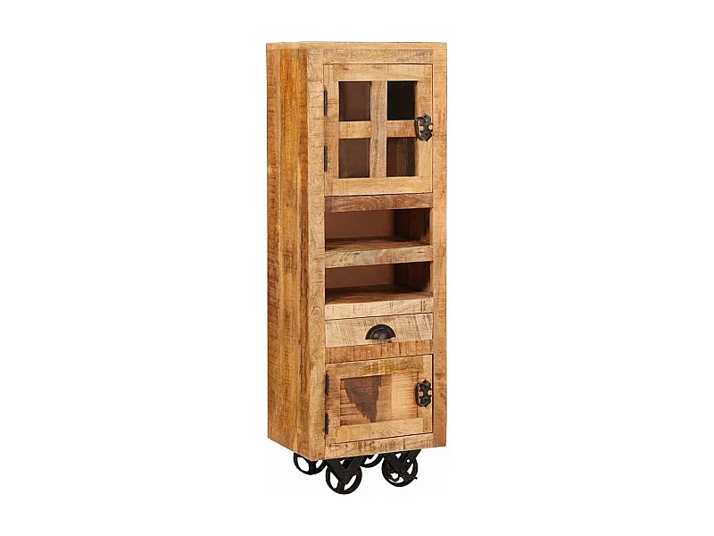 Mobile alto marrone 40 x 30 x 120,5 cm in legno massello di mango