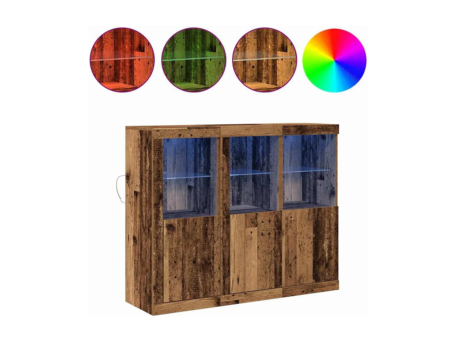 Buffet 3 pcs Bois ancien 123 x 37 x 100 cm Bois d'ingénierie