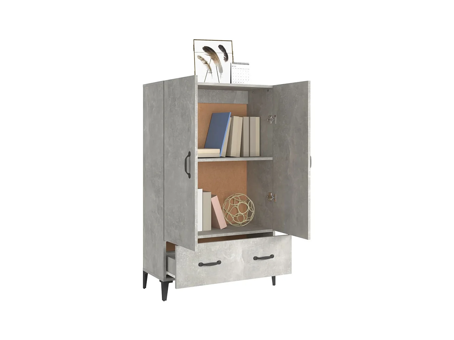 Hoge dressoir Betongrijs 70x31x115 cm Technisch hout