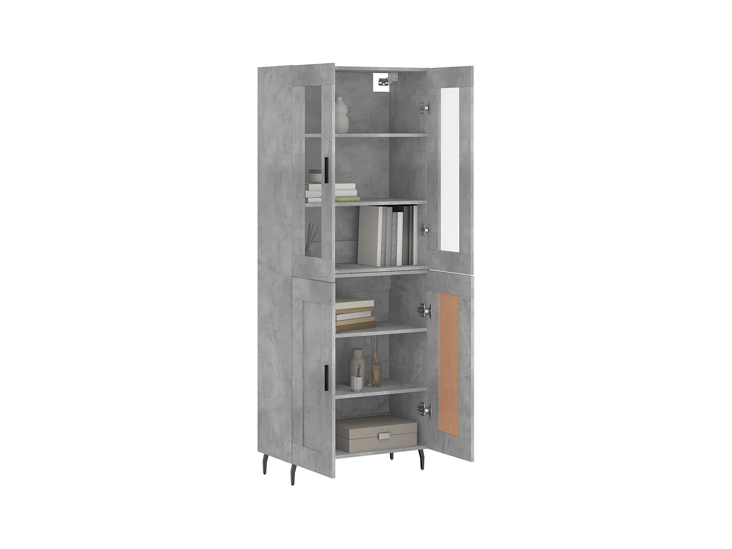 Credenza alta Grigio cemento 69,5x34x180 cm Legno ingegnerizzato