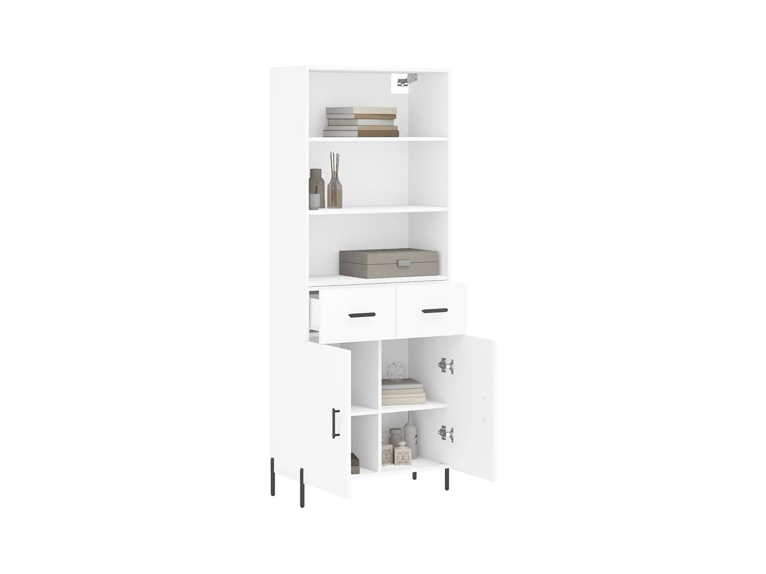 Wit hoog dressoir 69,5x34x180 cm Technisch hout