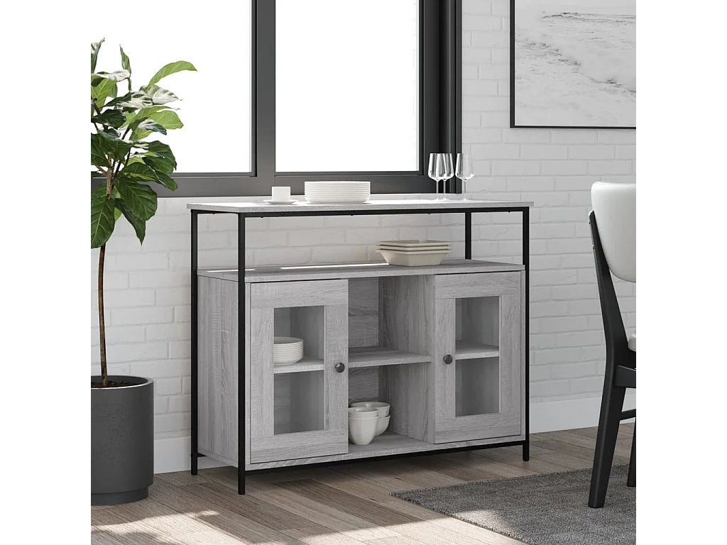 Credenza grigia Sonoma 100x35x80 cm in legno ingegnerizzato