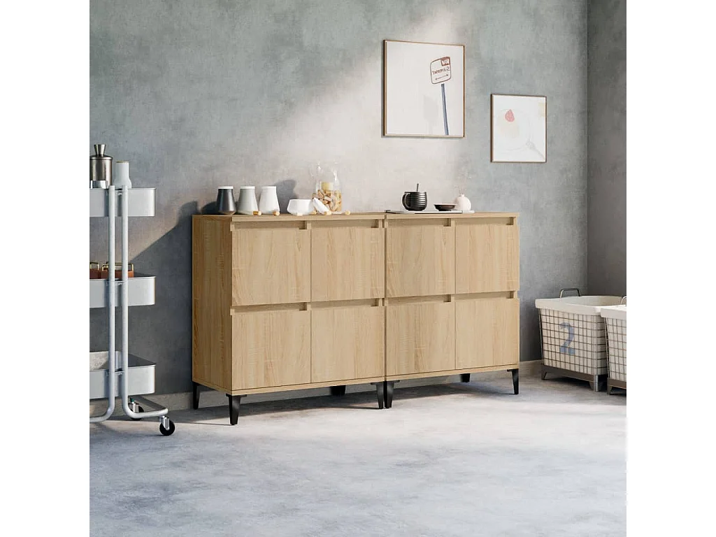 Buffets 2 pcs chêne sonoma 60x35x70 cm bois d'ingénierie