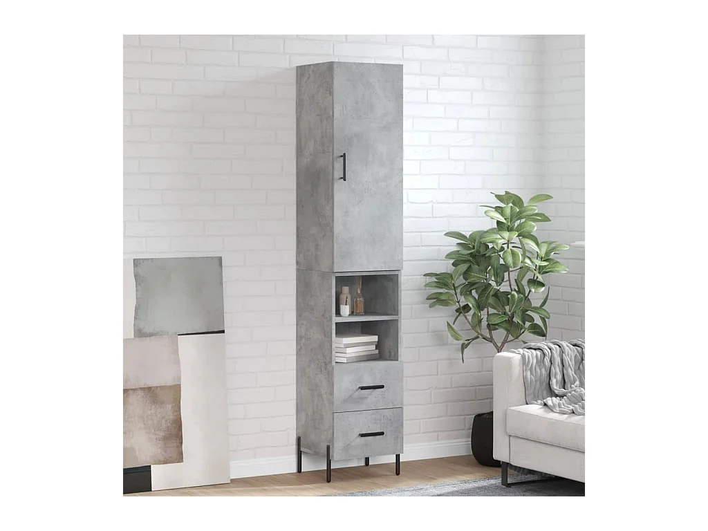Hoge dressoir Betongrijs 34,5x34x180 cm Technisch hout