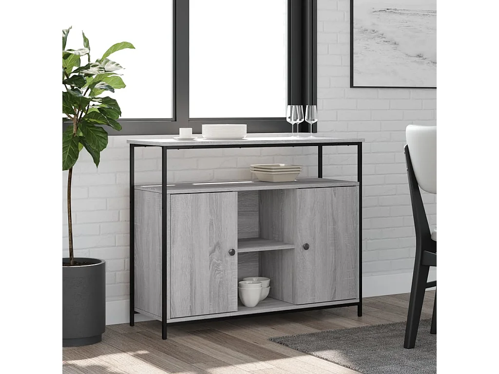 Sonoma grijs dressoir 100x35x80 cm bewerkt hout