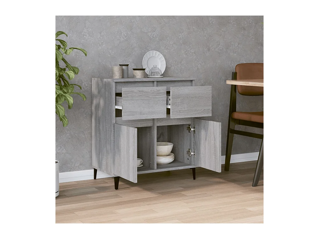 Credenza Sonoma grigia 60x35x70 cm Legno ingegnerizzato