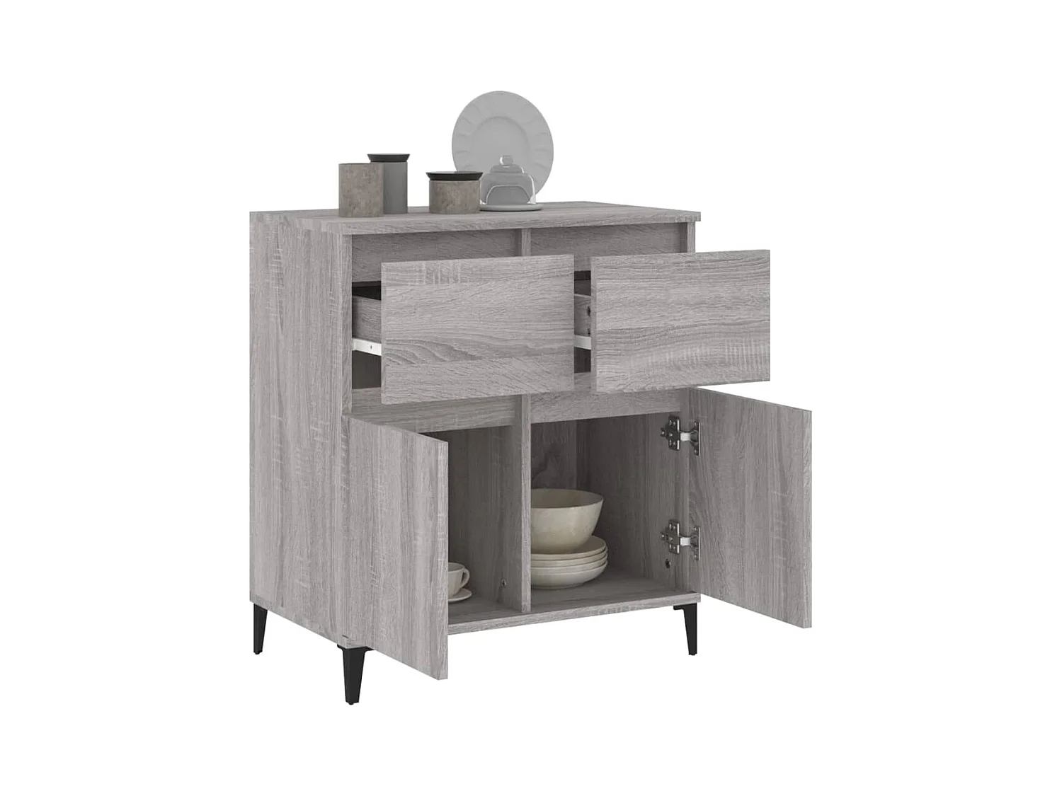 Credenza Sonoma grigia 60x35x70 cm Legno ingegnerizzato