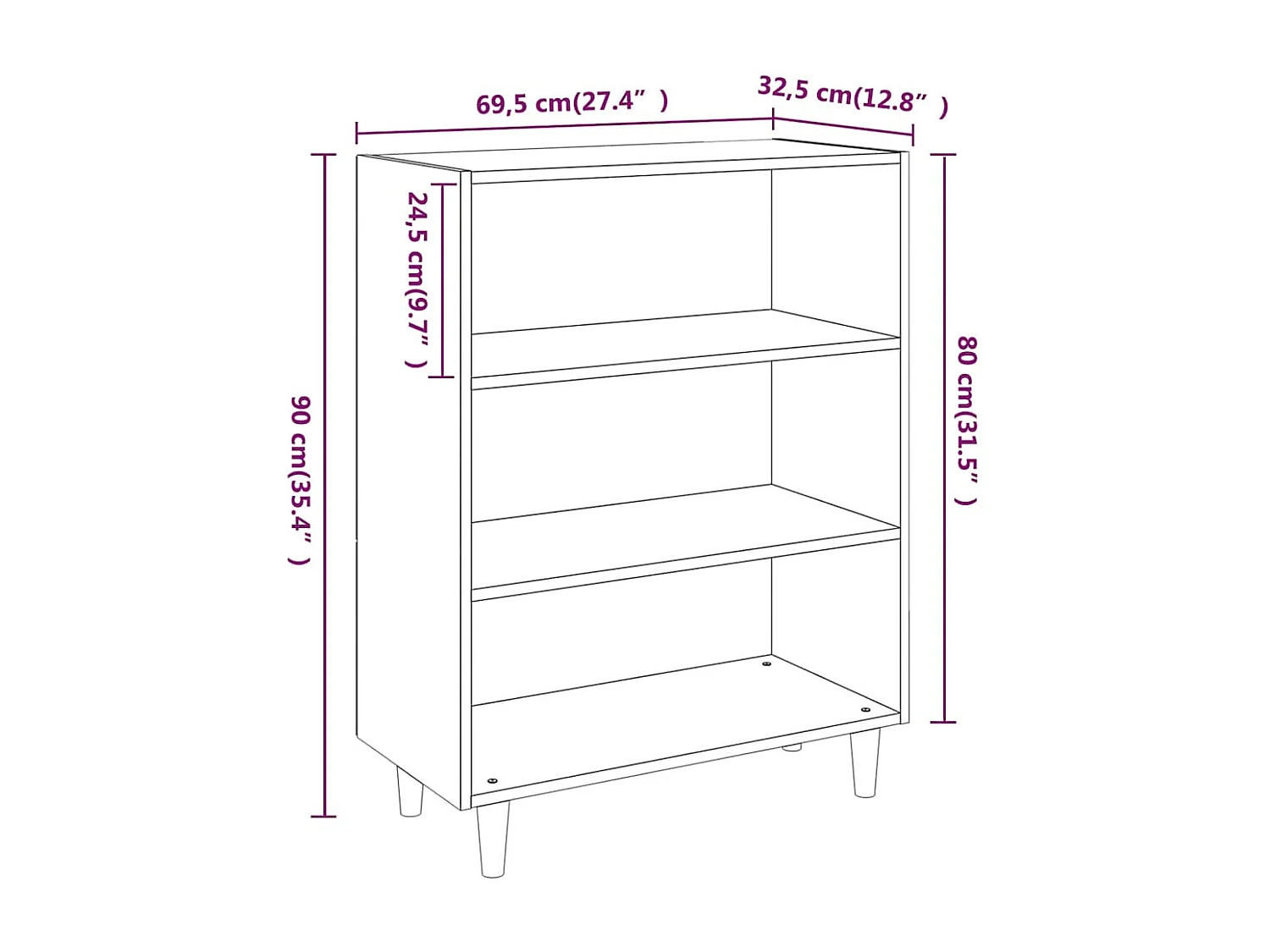 Buffet Chêne fumé 69,5x32,5x90 cm Bois d'ingénierie