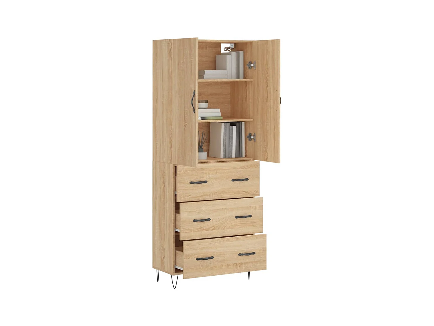 Hoog dressoir Sonoma eiken 69,5x34x180 cm Technisch hout