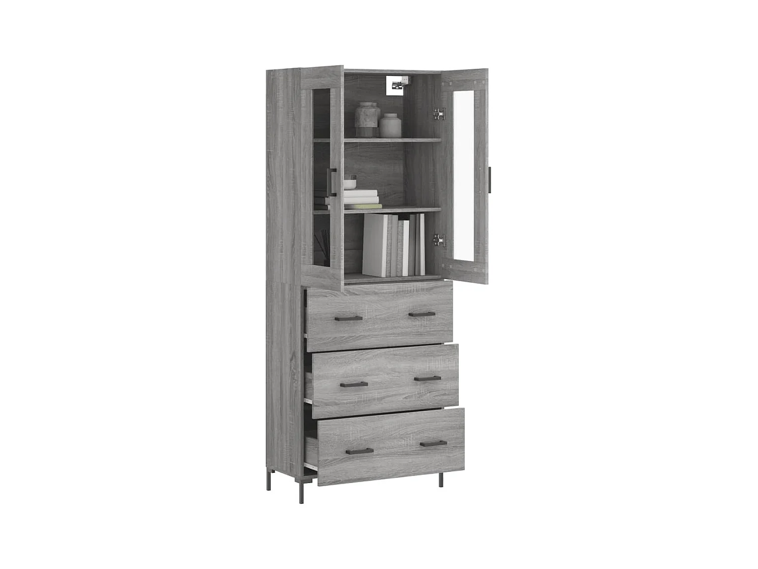 Sonoma hoog dressoir grijs 69,5x34x180 cm Technisch hout