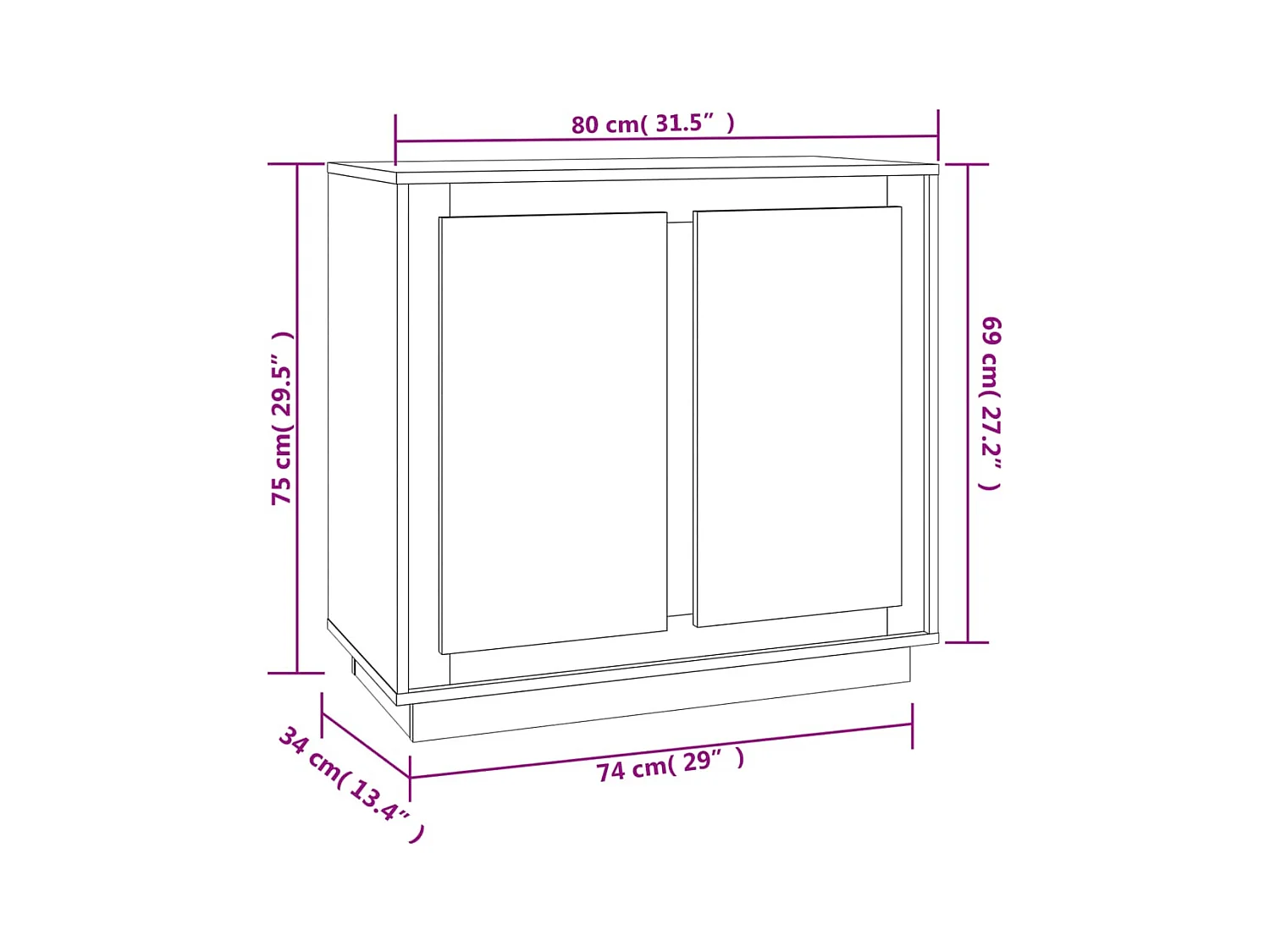Credenza Sonoma grigia 80x34x75 cm in legno ingegnerizzato