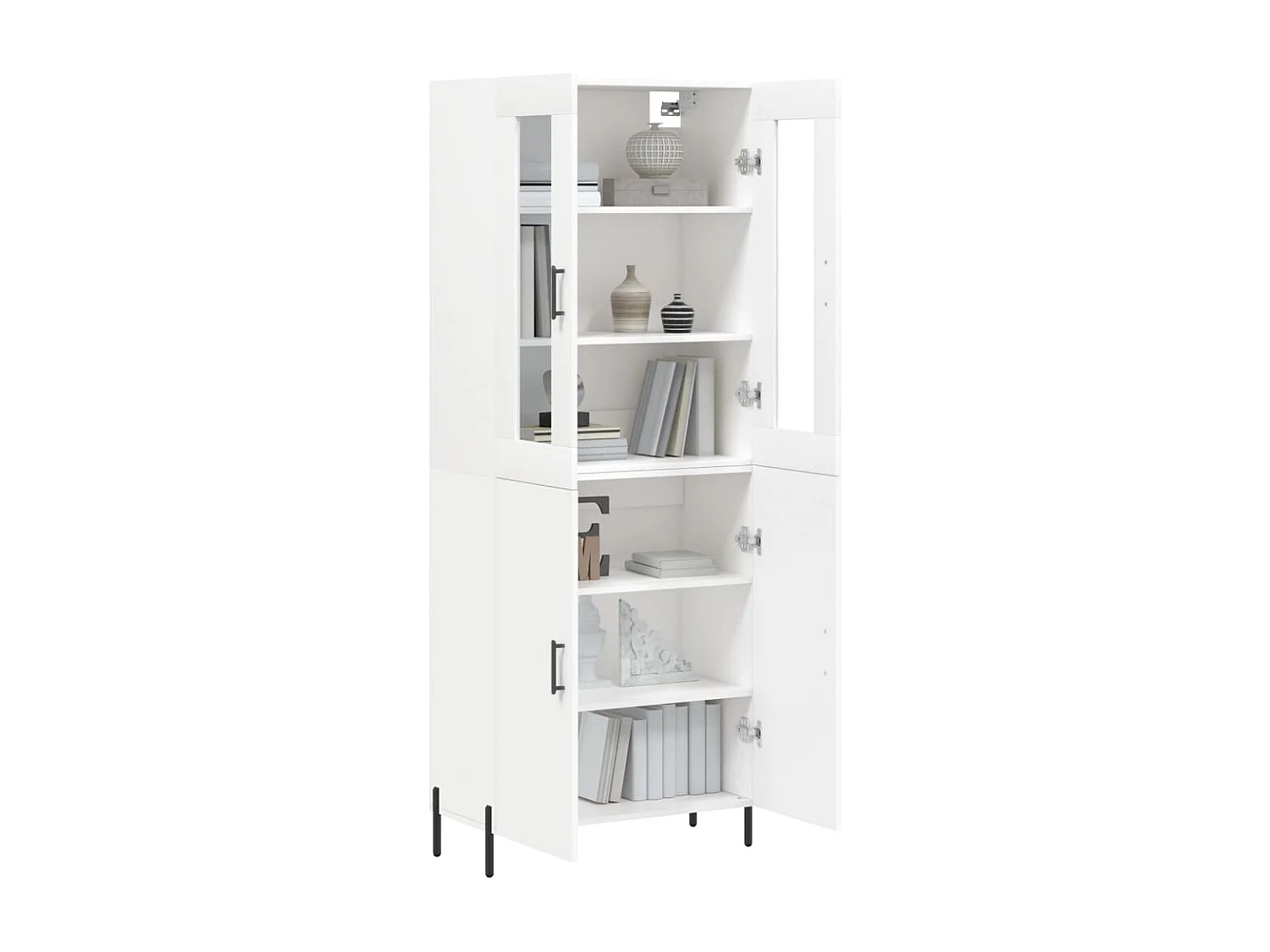 Credenza alta bianca 69,5x34x180 cm Legno ingegnerizzato