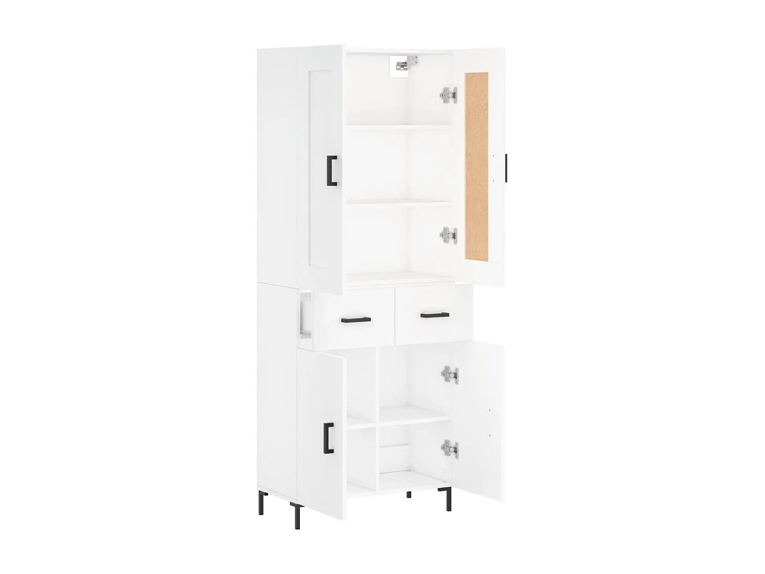 Credenza alta bianca 69,5x34x180 cm Legno ingegnerizzato