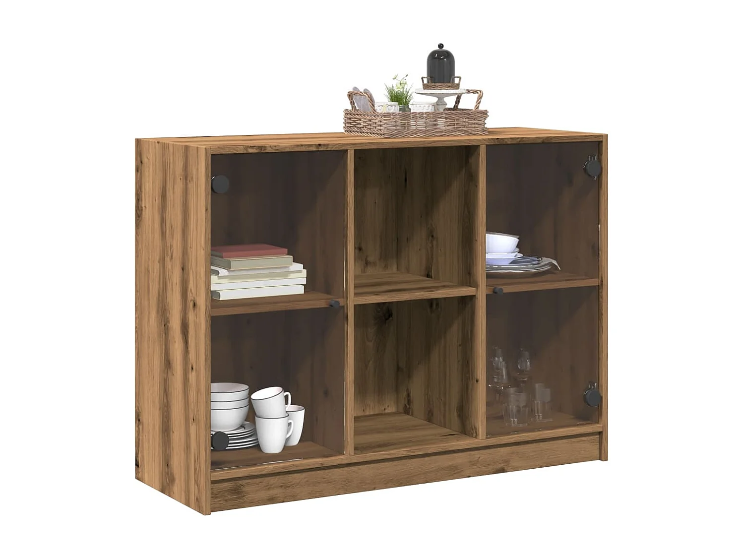 Buffet chêne artisanal 102x37x75,5 cm bois d'ingénierie